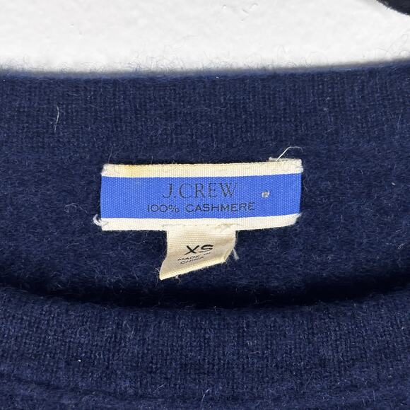 J. Crew Navy Blue Cashmere T-Shirt Sweater Short Sleeve Size XS Pre-Loved - Picture 7 of 14